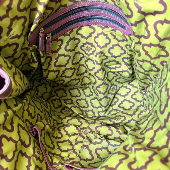 Leather Tote Bag in Burgundy with dusty - Picture 7 of 8